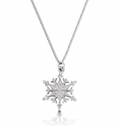 White Gold Plated Frozen Snowflake Necklace from Disney by Couture Kingdom White Gold Plated Frozen Snowflake Necklace from Disney by Couture Kingdom