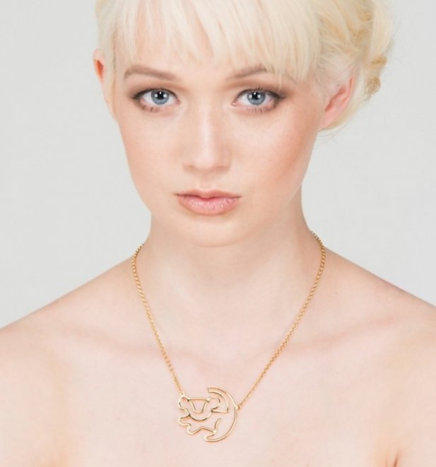 Gold Plated Simba Outline Lion King Necklace from Disney Couture Gold Plated Simba Outline Lion King Necklace from Disney Couture