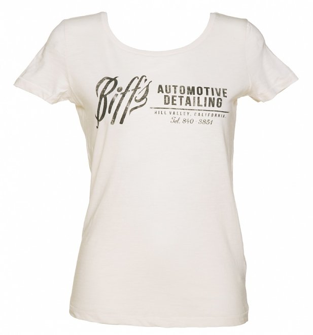 Women's Off White Biffs Automotive Detailing Scoop Neck Organic Slub T-Shirt Women's Off White Biffs Automotive Detailing Scoop Neck Organic Slub T-Shirt