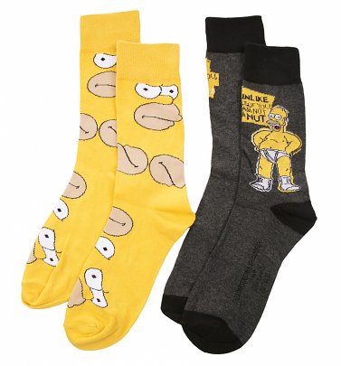 Men's 2pk Simpsons Homer Socks Men's 2pk Simpsons Homer Socks