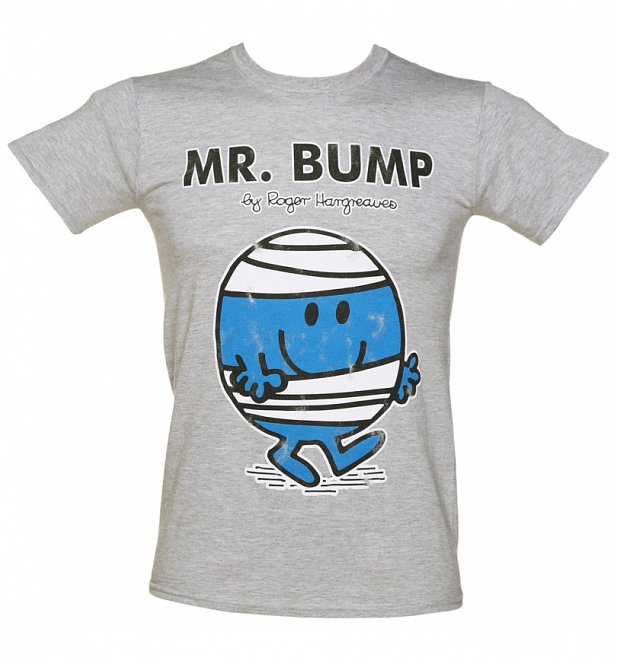 Men's Grey Mr Bump Mr Men T-Shirt Men's Grey Mr Bump Mr Men T-Shirt