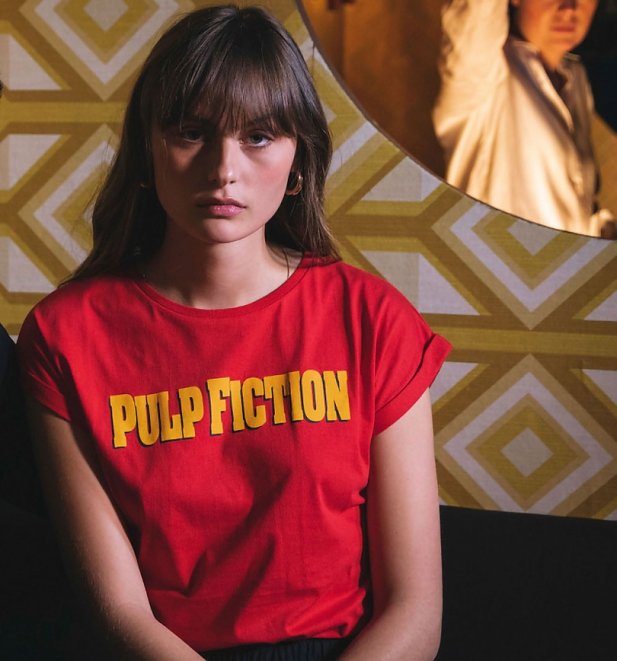 Women's Red Pulp Fiction Logo Organic Cotton T-Shirt from Dedicated
