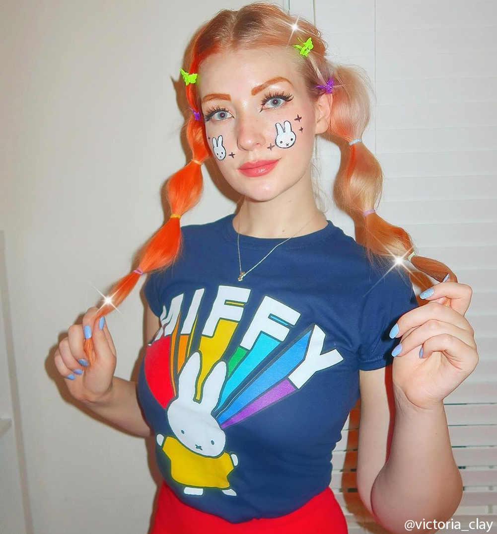 Official Women/'s Miffy Rainbow Name Navy Fitted T-Shirt