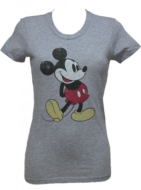 Grey Mickey Mouse Ladies T-Shirt from Mighty Fine