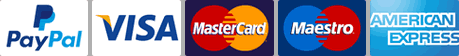 We accept PayPal, Visa, MasterCard, Maestro and American Express for your T-Shirts, Clothing and Gifts